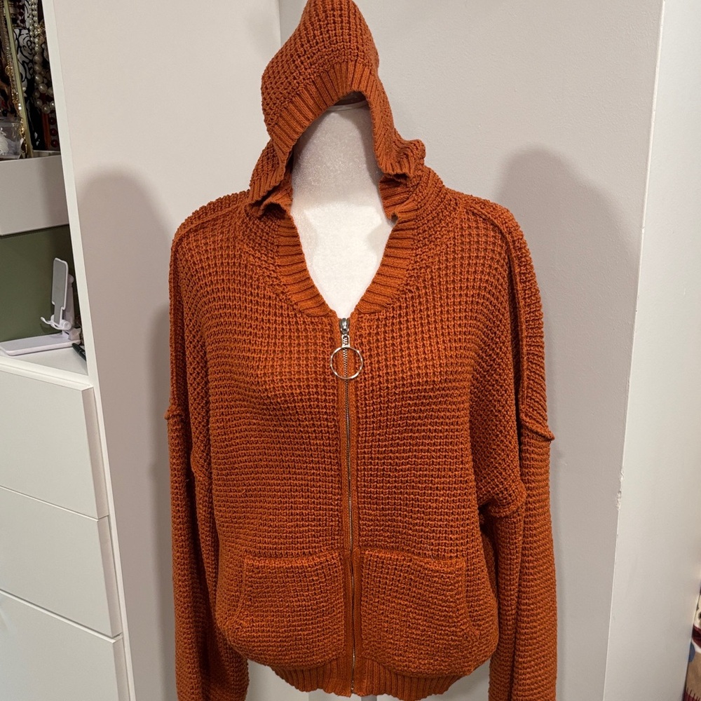 So Me Rust Hooded Cardigan